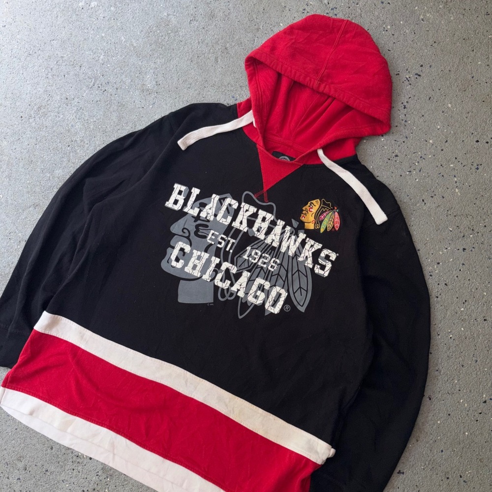 Chicago Blackhawks NHL Hoodie G-III Sports Carl Banks Black Red Mens Large L
